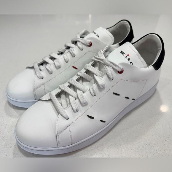 Kiton Other - Kiton Men’s Suede-Trim Leather Logo Sneakers White Size 12 MSRP $1,000 (w/ COA)
